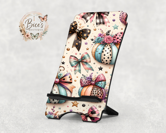 Pretty Pumpkins & Bows Phone Stand – Fall Desk Accessory