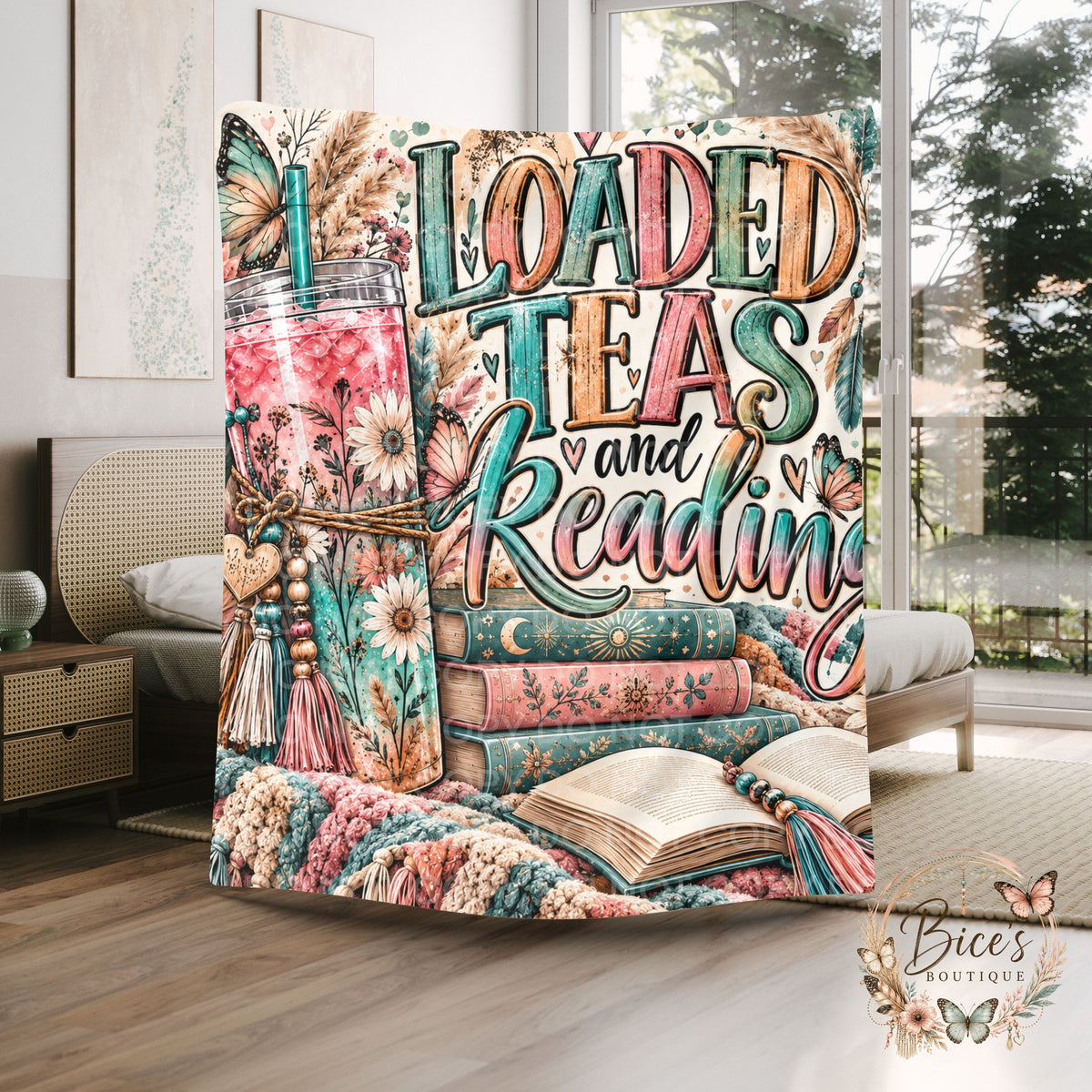 Loaded Teas & Reading Boho Throw Blanket