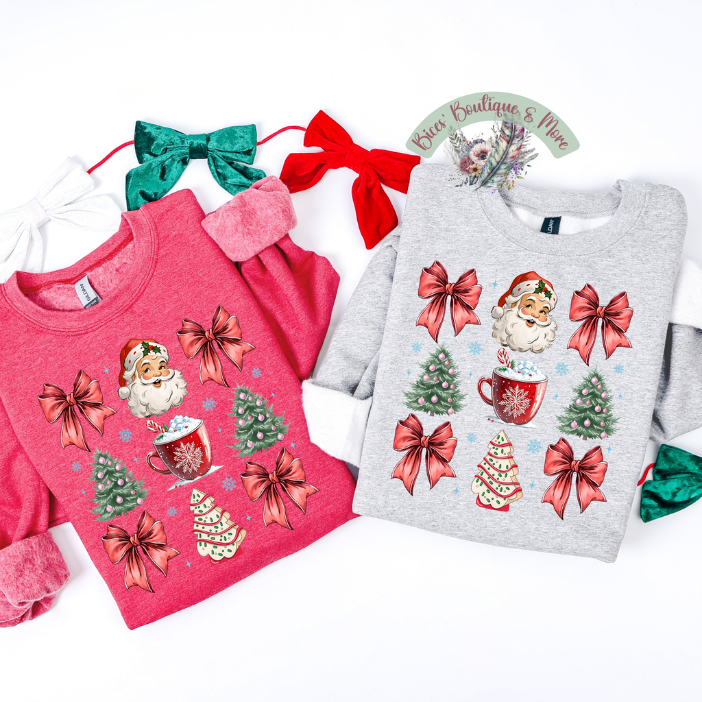 🎅 Vintage Santa & Holiday Cheer Crewneck 🎀✨