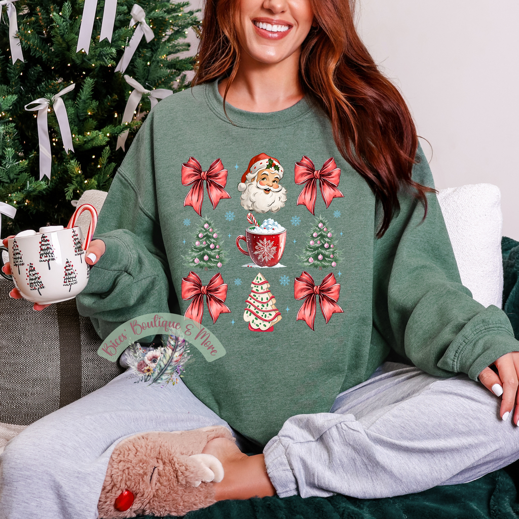 🎅 Vintage Santa & Holiday Cheer Crewneck 🎀✨