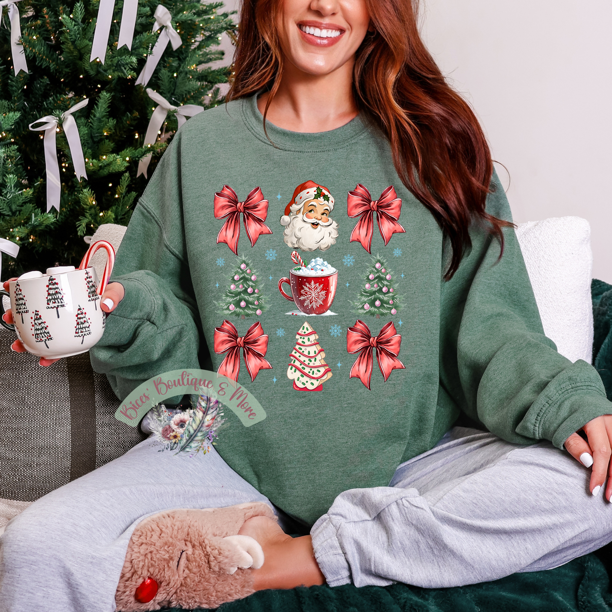 🎅 Vintage Santa & Holiday Cheer Crewneck 🎀✨