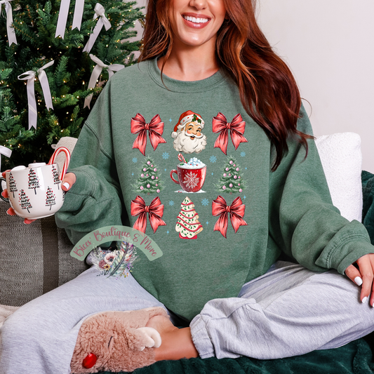 🎅 Vintage Santa & Holiday Cheer Crewneck 🎀✨