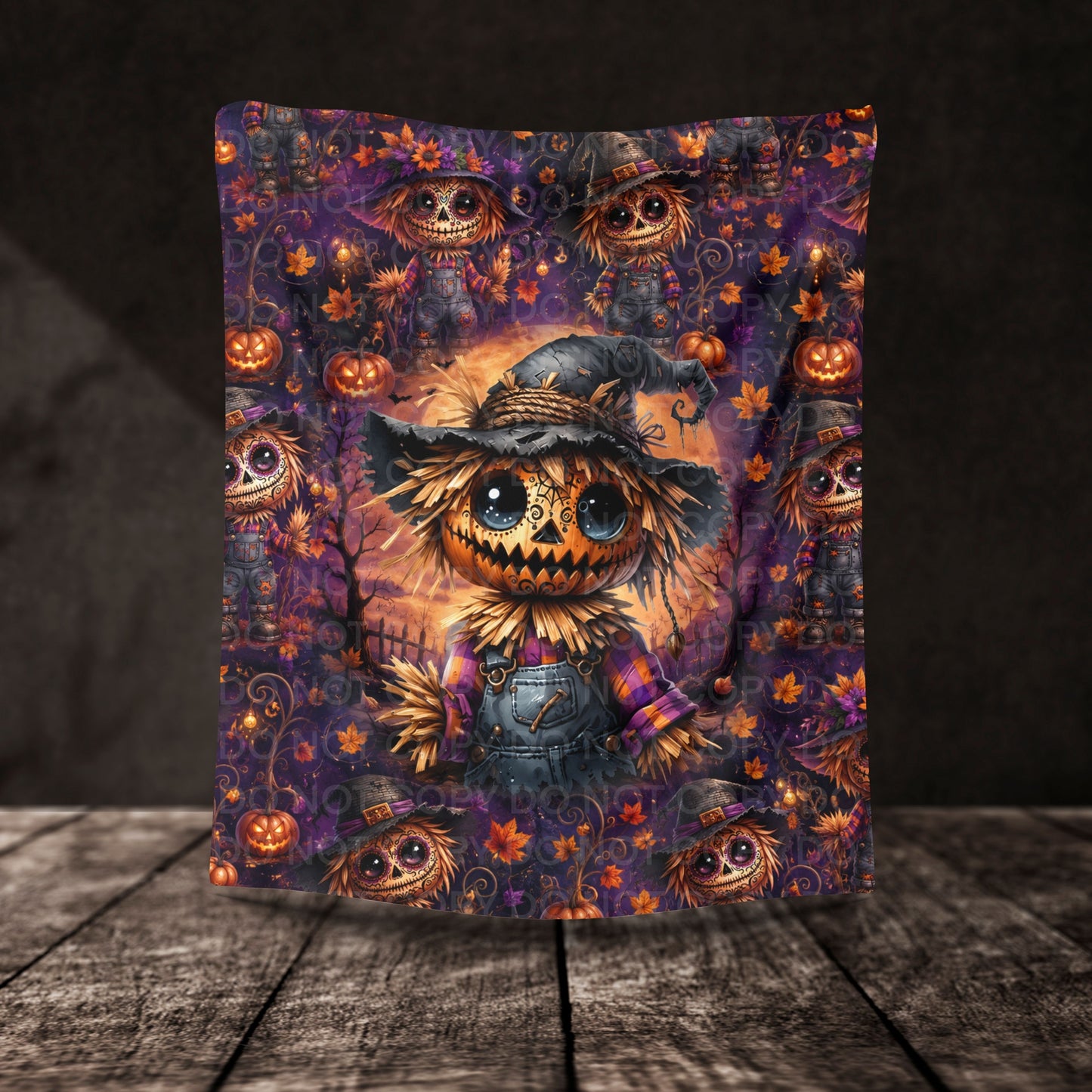 Whimsical Autumn Scarecrow Throw Blanket | Cozy Fall Home Décor