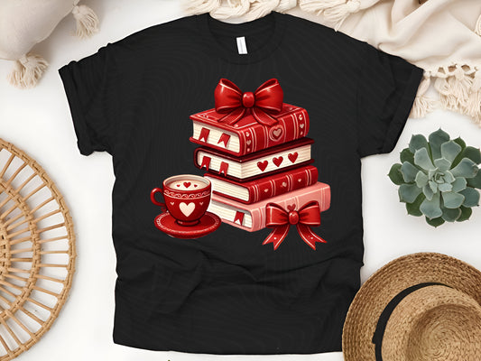 Cozy Books & Coffee Shirt – Valentine Book Lover Graphic Tee