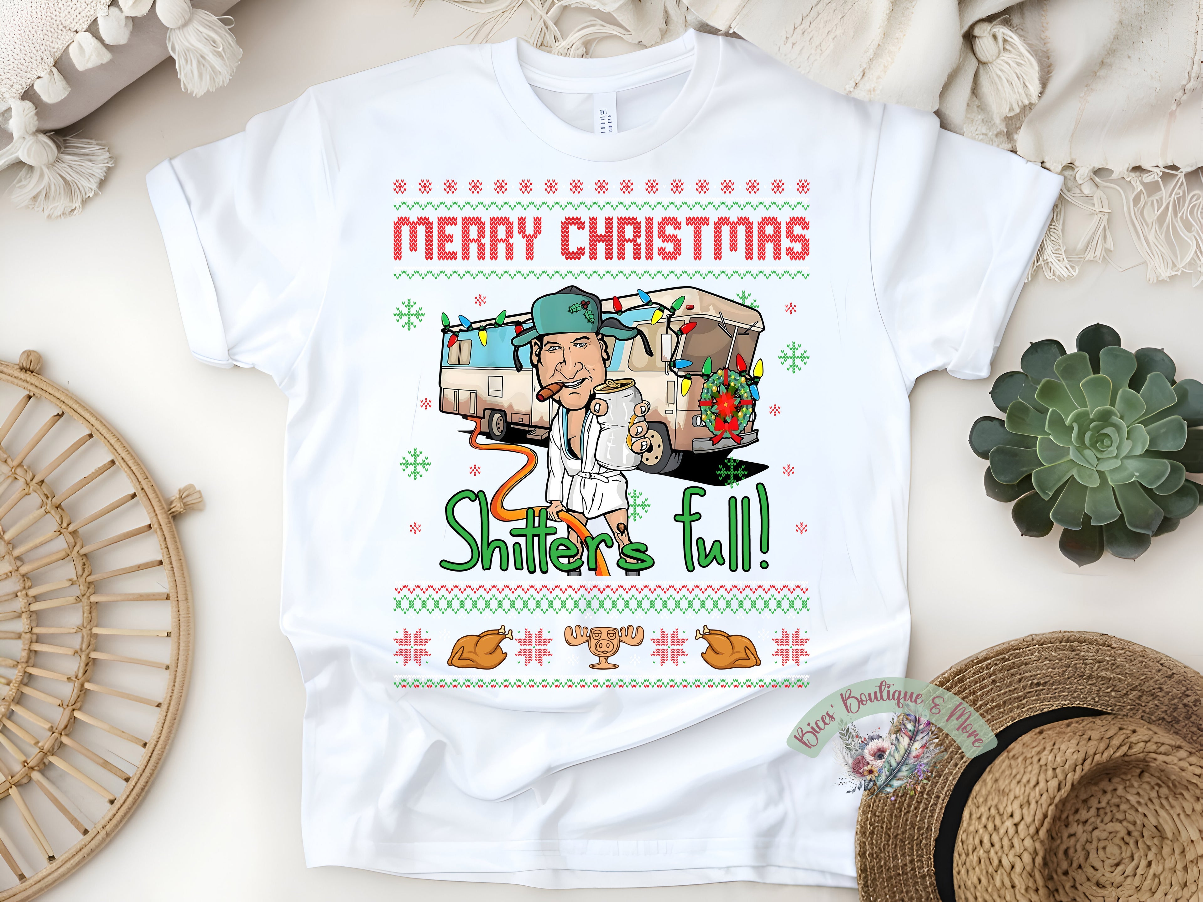 Funny Christmas Camper Tee | Merry Christmas Shitter’s Full Shirt | Holiday Humor T-Shirt