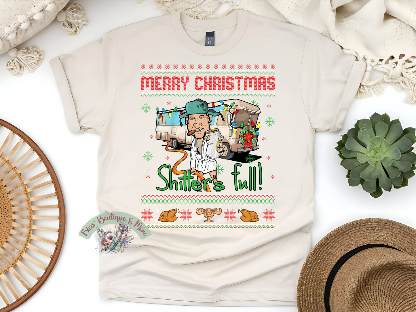Funny Christmas Camper Tee | Merry Christmas Shitter’s Full Shirt | Holiday Humor T-Shirt