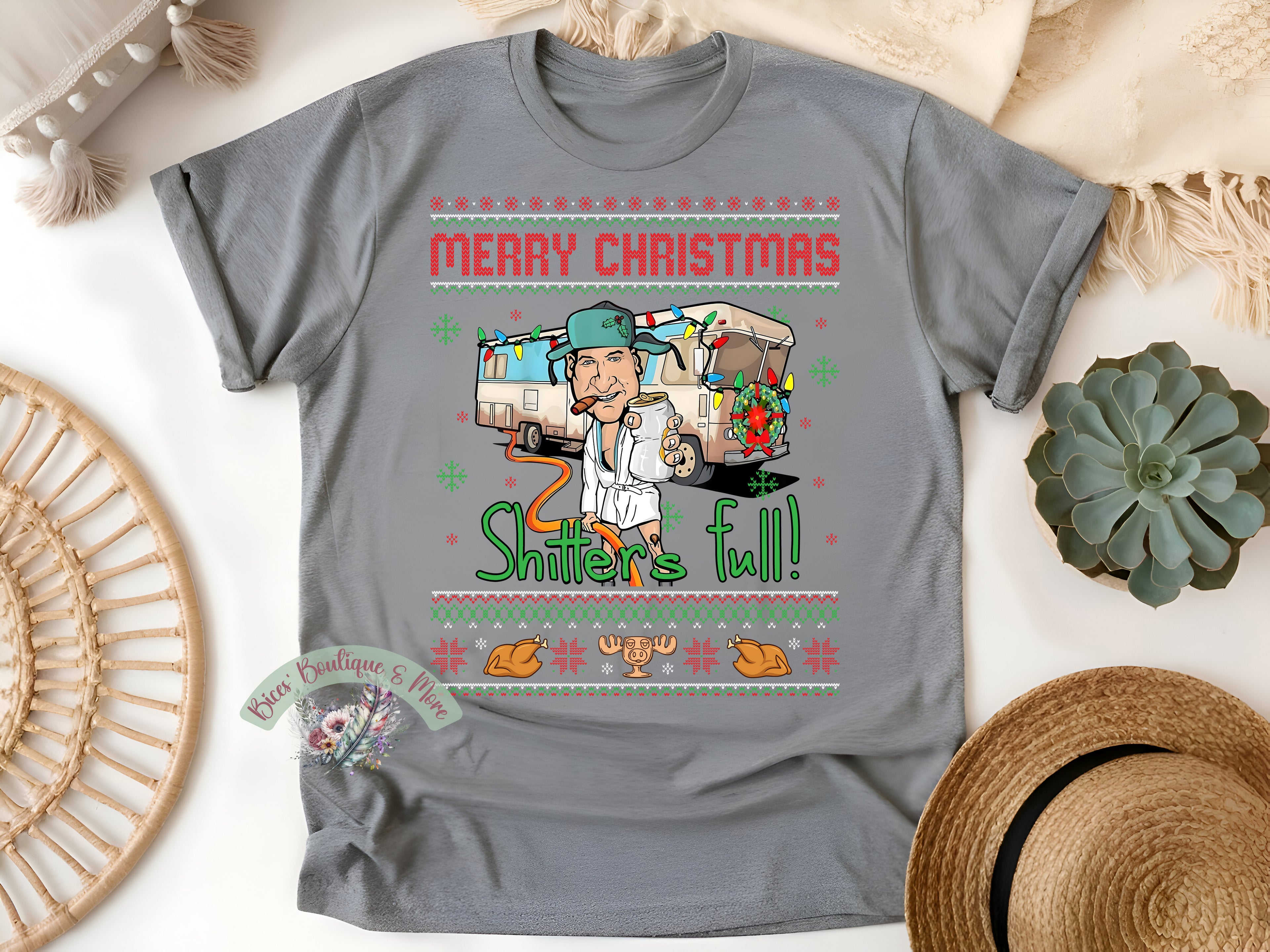 Funny Christmas Camper Tee | Merry Christmas Shitter’s Full Shirt | Holiday Humor T-Shirt