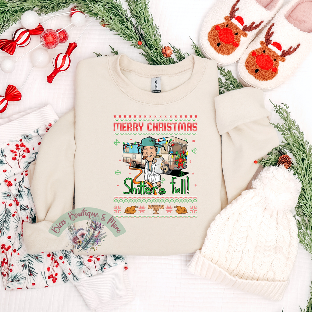 🎄 Merry Christmas “Shitter’s Full” Sweatshirt 💩✨