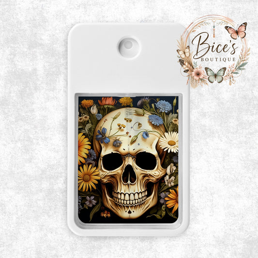 Floral Skull Hand Sanitizer Spray – Gothic Wildflower Design
