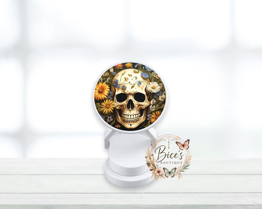 Floral Skull Phone Grip – Boho Wildflower Design