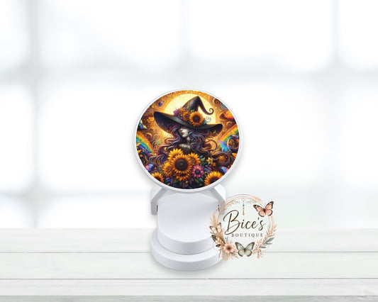 Sunflower Witch Phone Grip – Colorful Boho Halloween Design