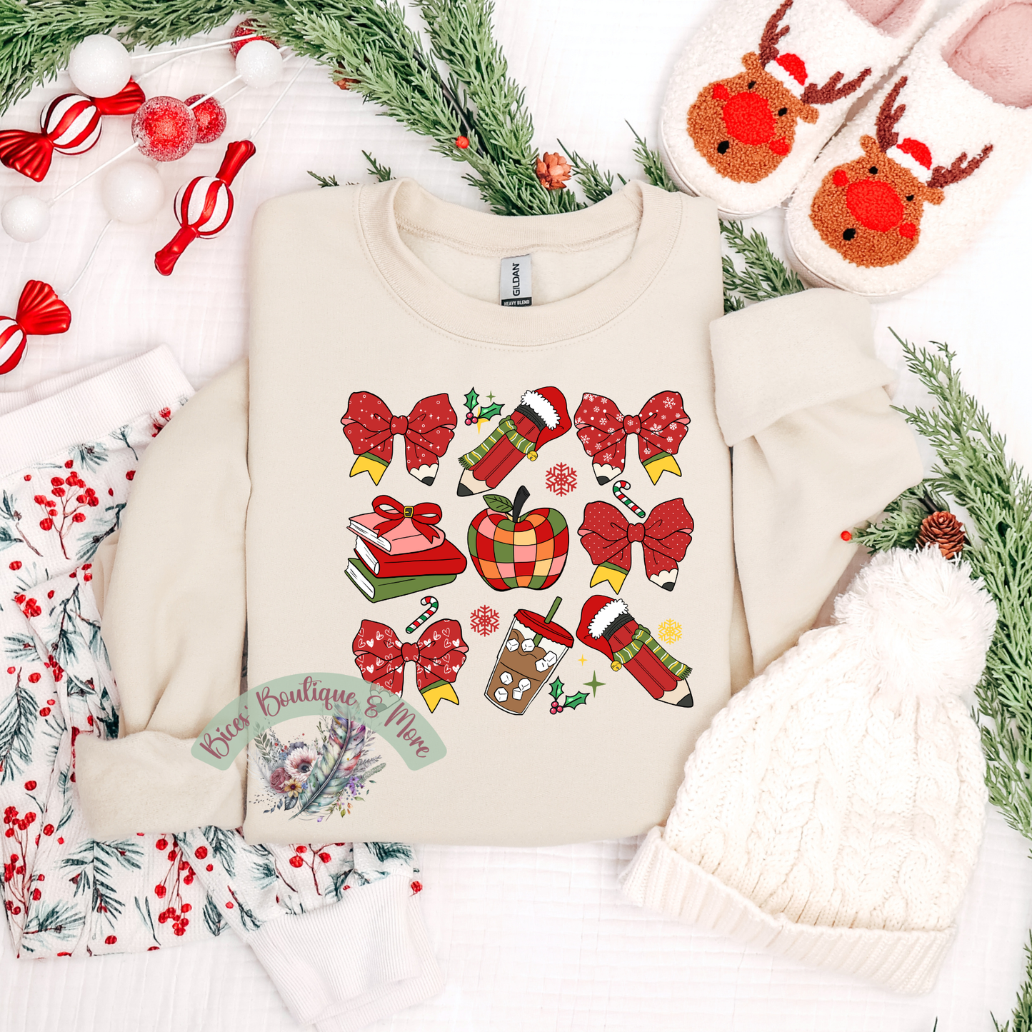 🍎 Merry Teacher Christmas Crewneck 🎀✨