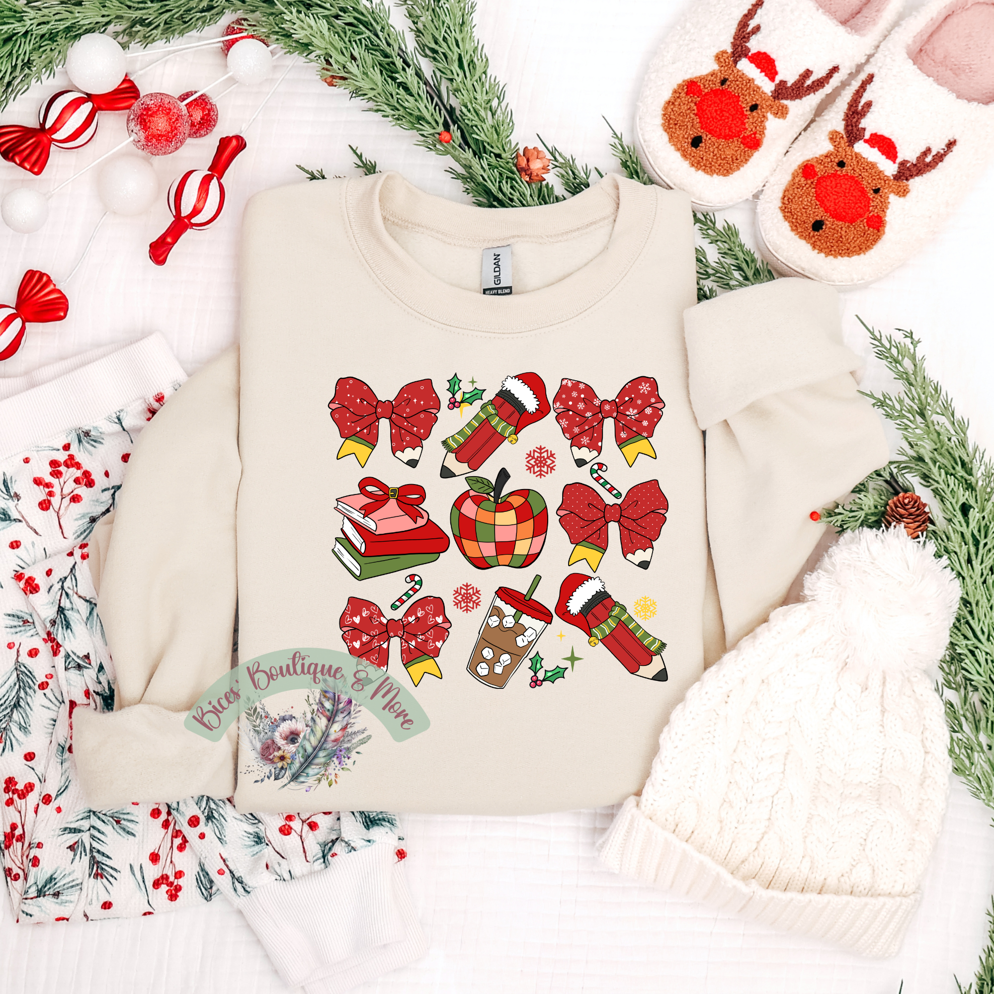 🍎 Merry Teacher Christmas Crewneck 🎀✨