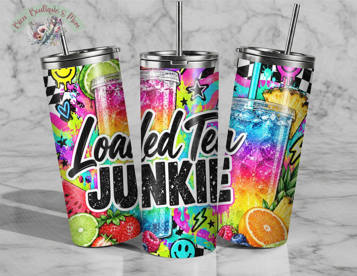 Loaded Tea Junkie Neon Checkered 20oz Tumbler