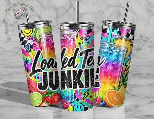 Loaded Tea Junkie Neon Checkered 20oz Tumbler