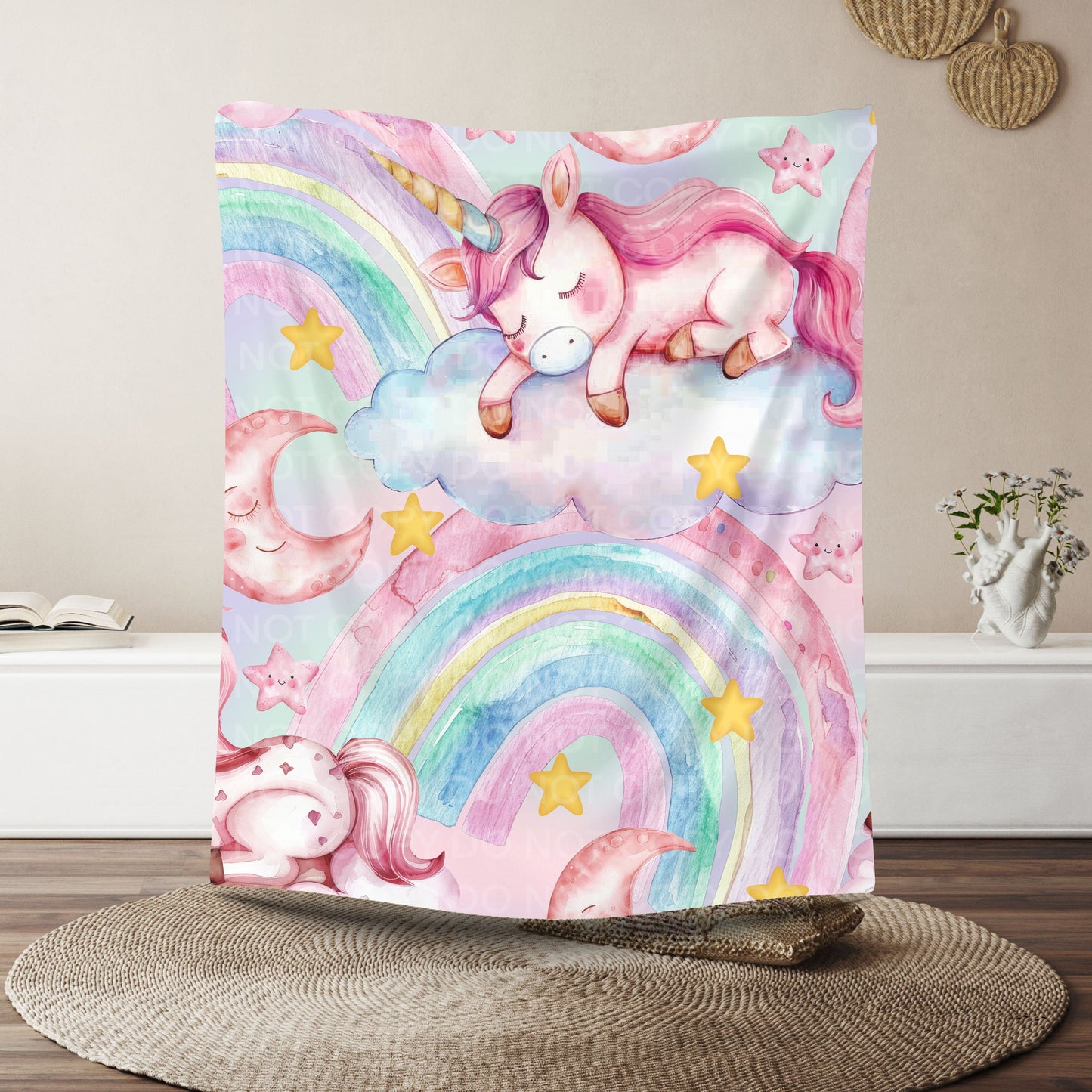Pastel Unicorn Rainbow Plush Blanket | Cute Cozy Throw | Pre-Order