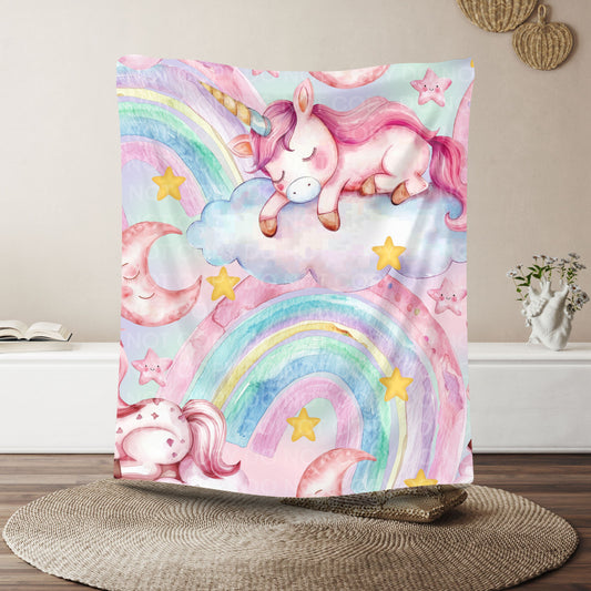 Pastel Unicorn Rainbow Plush Blanket | Cute Cozy Throw | Pre-Order