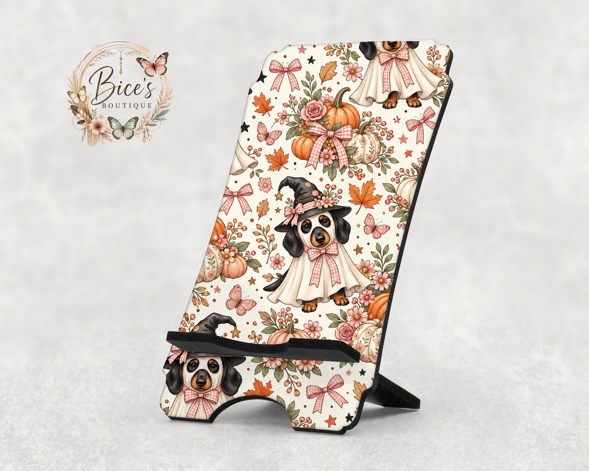 Spooky Weenie Dog Phone Stand – Dachshund Halloween Design