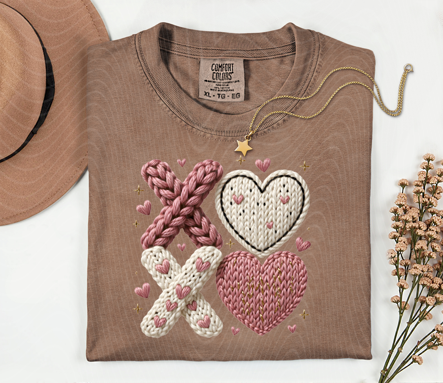 XOXO Knit Heart Shirt – Cozy Valentine Graphic Tee