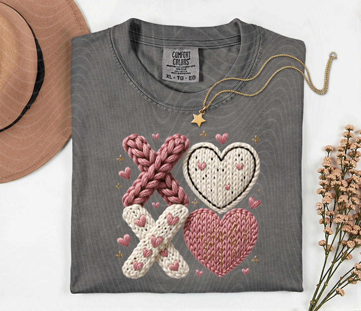 XOXO Knit Heart Shirt – Cozy Valentine Graphic Tee
